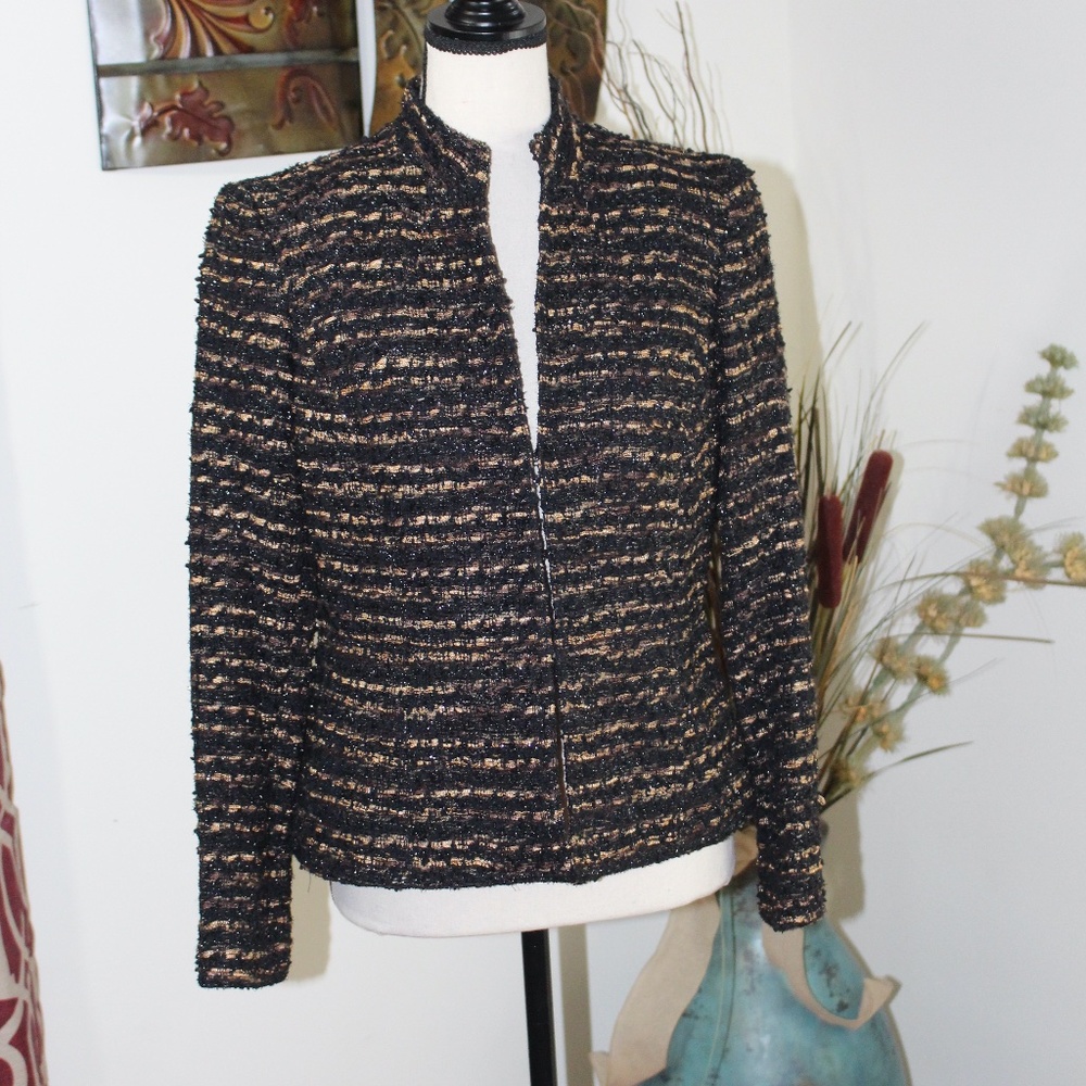 Jones New York Collection,  Petite Blazer black and gold